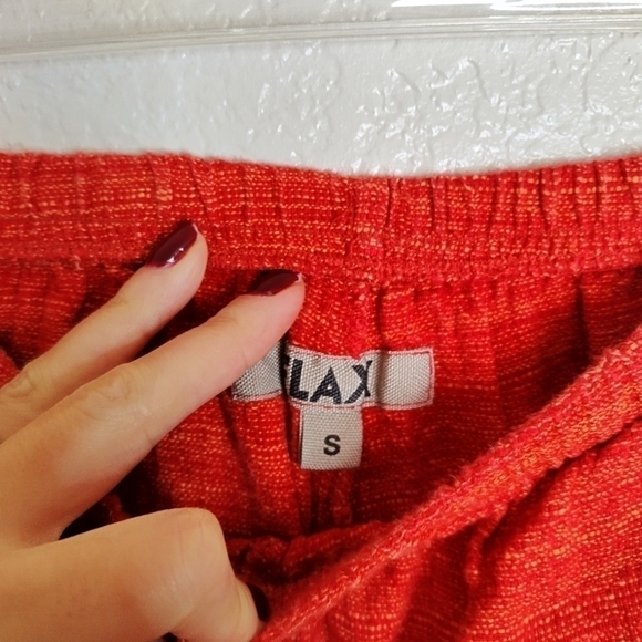 FLAX langenlook elastic waist ankle linen pockets straight leg pants sz S - Picture 5 of 7